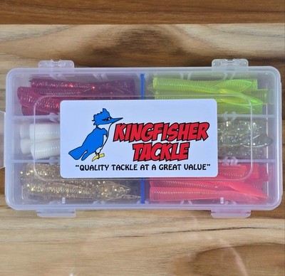 Kingfisher Tackle Stinger Tail Kit 3'' Grub 60pcs Scented Drop It Swim It Dart It