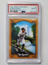 Aaron Judge 2025 Topps X Bob Ross Indian Yellow /25 PSA 10 (POP 2) RARE Yankees 