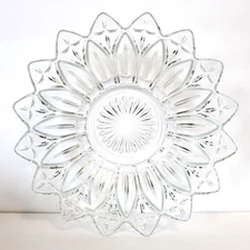 Vintage Federal Glass Petal Clear Flower Serving Bowl 10" Elegant Bohemian MCM