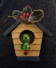 New ListingVtg Russ Berrie & Co Christmas Tree Ornament Wooden Green Bird House Folk Art