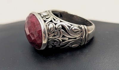 Signed BJC Samuel Benham Sterling Silver Ruby Size 6 Ring 10.6 gr. A015