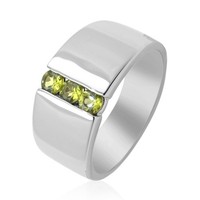 Cavill Damen Silberring 925 Sterling Idokras OlivgrüN 0,37Ct Rund