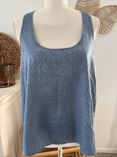 Victoria's Secret Tank Top Sleep Lounge Shirt Blue Satin VS Logo Large L NEW