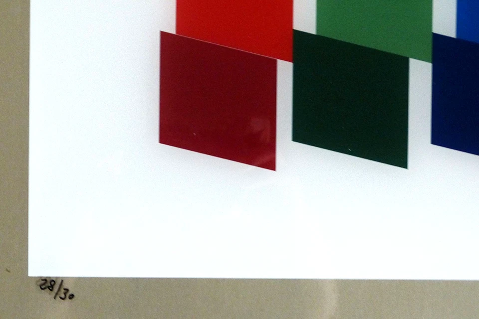 Claisse Geneviéve" Rouge-Vert-Bleu " Mischtechnik hinter Plexiglas, handsigniert - Bild 3 von 4