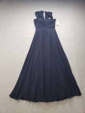 Dessy Collection Women Fit &Flare Dress 4 Blue Back Zip Ruched Sleeveless Formal