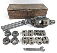 Armstrong Manual Pipe Threader Set, Die Heads, Handles, Antique