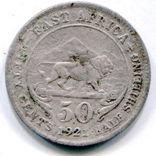 East Africa 50 Cents 1921 KM20 .0312 t oz ASW lotjan4102