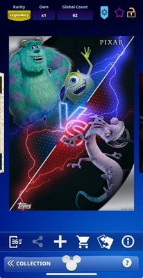 DIGITAL TOPPS DISNEY Sulley & Mike/Randall RIVALS 25 LEGENDARY SILVER Read