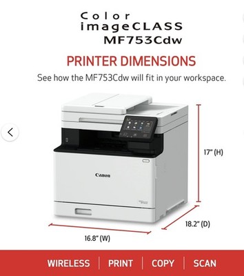 Canon Color imageCLASS MF753Cdw Wireless Laser All-in-One Printer