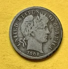 1908 Barber Dime. 90% Silver      G-VG Condition. Charity Auction/Animal Rescue.