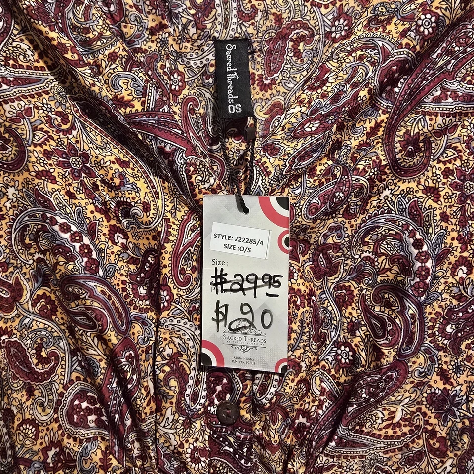 Nuevo vestido boho hippie talla única multicolor Sacred Threads para mujer Foto 2 de 4