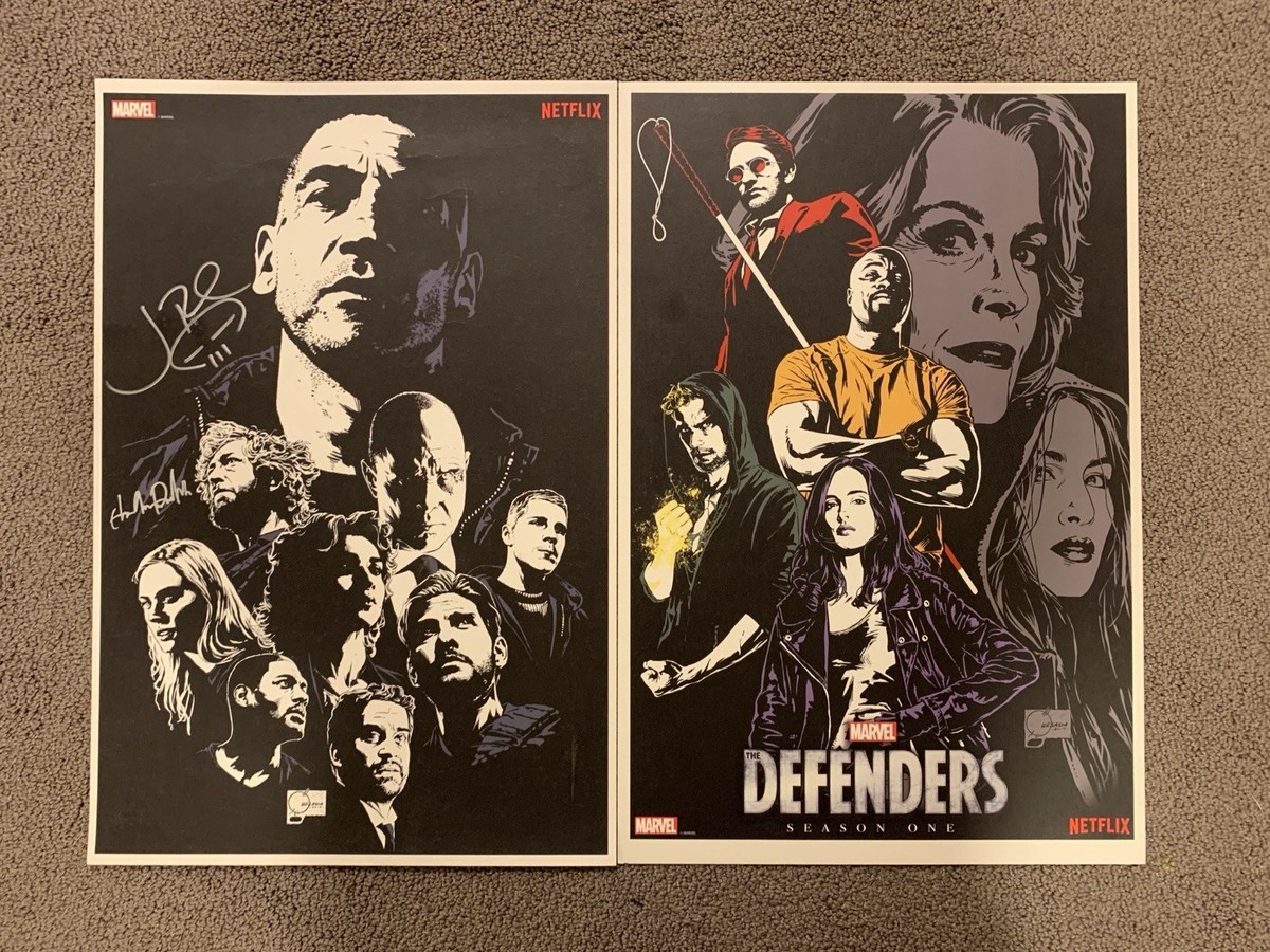 Punisher Defenders, Marvel Cast Crew Poster BERNTHAL SIGNED Daredevil Born  Again