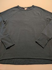 Athleta Women s Crewneck Sweatshirt Blue Raglan Sleeve Athleisure Pullover Small