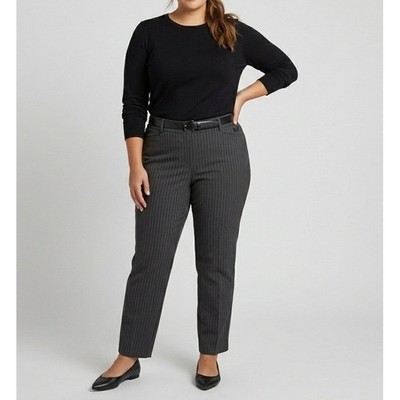 Rafaella Womens Graphite Pinstripe Stretch Pants Plus Size 18 RSBFF008 NEW