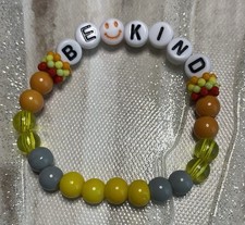  Free Shipping  Girl  s Stretch Multi Color Bead Bracelet With  Be Kind  