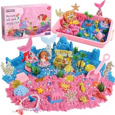 KNASON Mermaid Sensory Bin Play Sand Kit Ages 3 4 5 6 7