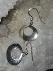 Signed TMA 925 Sterling Silver Modernist Open Circle Donut Dangle Earrings — photo 3