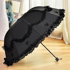 Lace Sun Parasol Umbrella Folding UV Protection Vintage Rain Sun Compact
