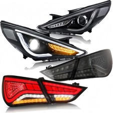 LED Headlights+Taillights For Hyundai Sonata 2011-14 Front Rear Sets Sequential