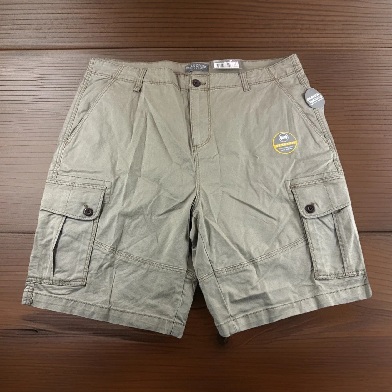 Falls Creek Stretch Cargo Shorts Mens 40 Beige 10” Utility Outdoors Hiking NEW