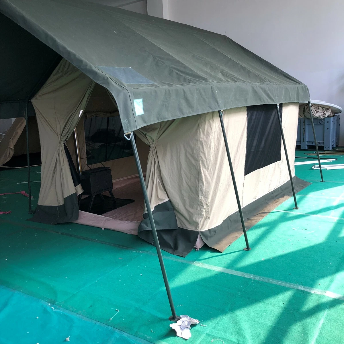 Waterproof Canvas Safari Glamping Camping Wall Bell Tent W Chimney Vent Awning