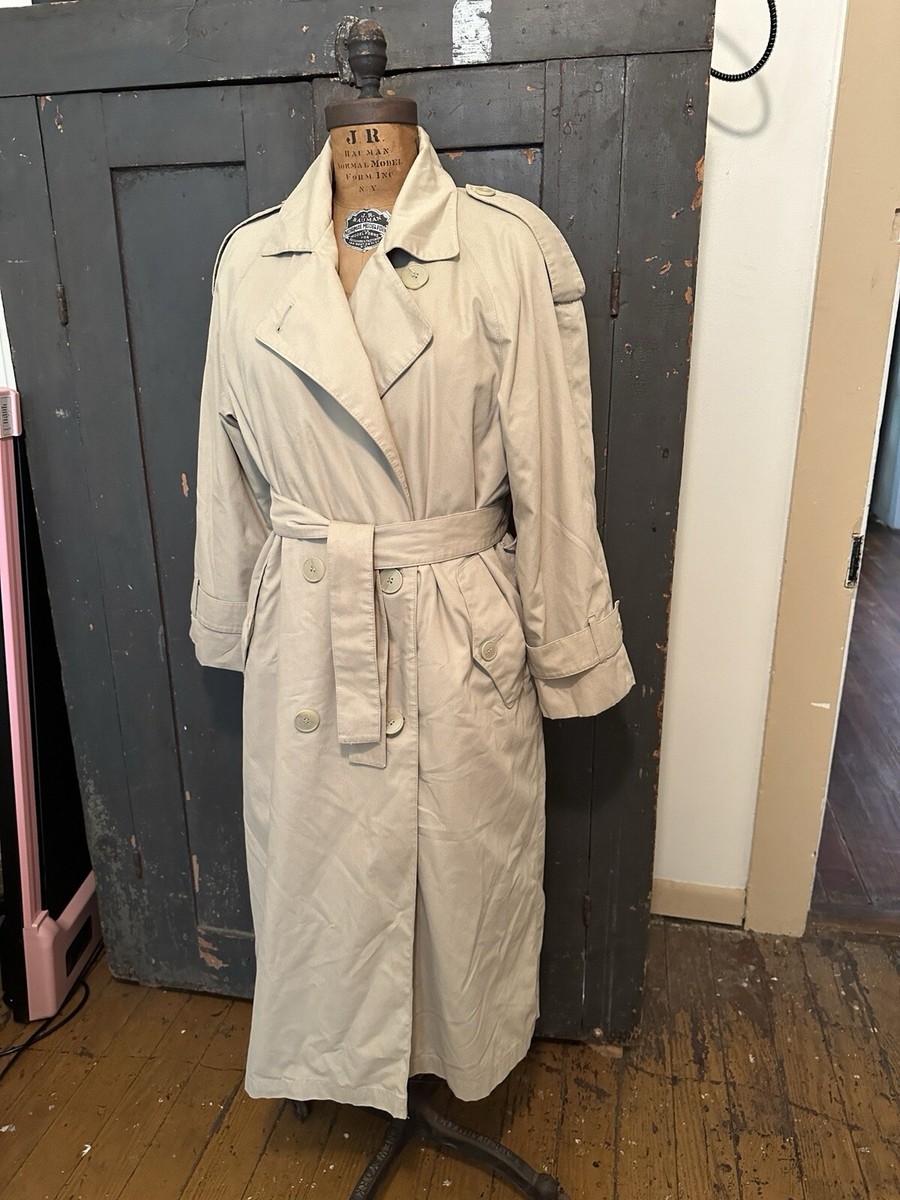 Vintage Towne By London Fog Womens Khaki Trench Coat