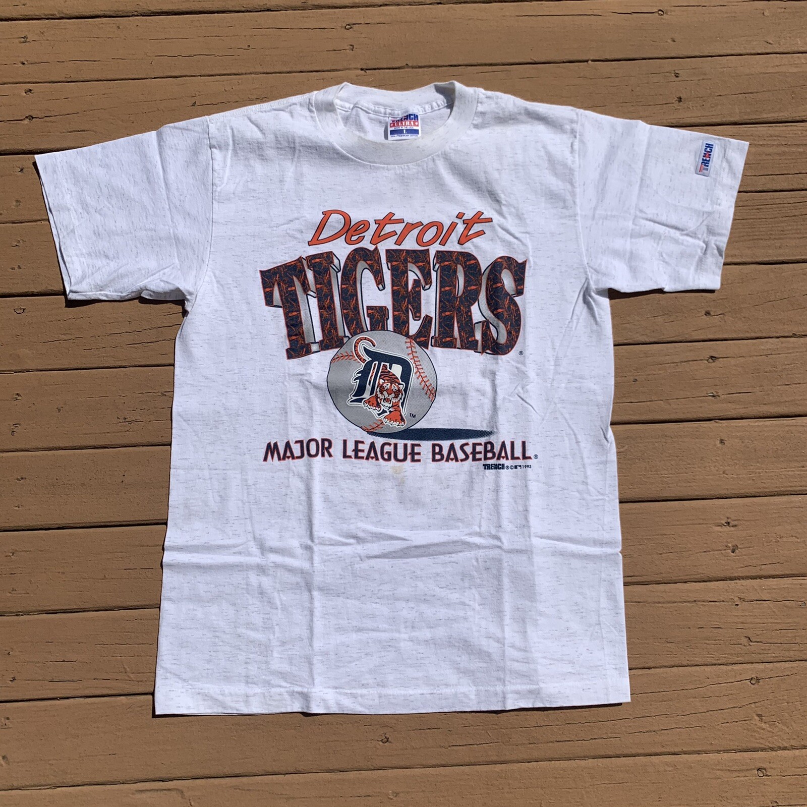 Vintage 1993 Detroit Tigers Trench Ultra TShirt USA … Gem