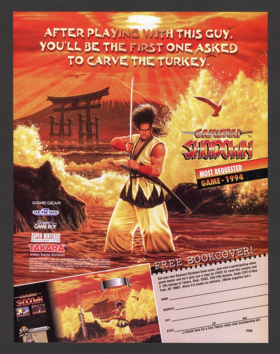 Samurai Shodown SNES Sega Genesis Game Gear 1994 Promo Ad Wall Art