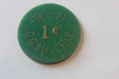 R-B 1 CENT CASH CHIP GREEN PLASTIC