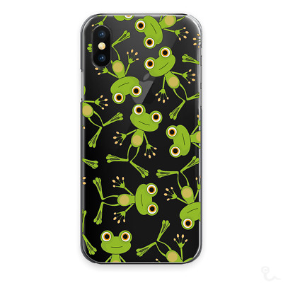 Handyhülle grüner Frosch; Tiermotiv auf klarer Hartschale für Apple iPhone 11 X SE