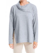 Max Studio Women Long Sleeve Split Neck Solid Pullover Top Gray Size M 00577
