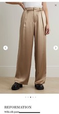 Reformation willa silk trousers brown