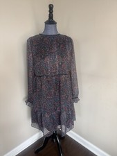 Loft NWT Babydoll Sheath Paisley Shimmer Dress Fully Lined Size Small