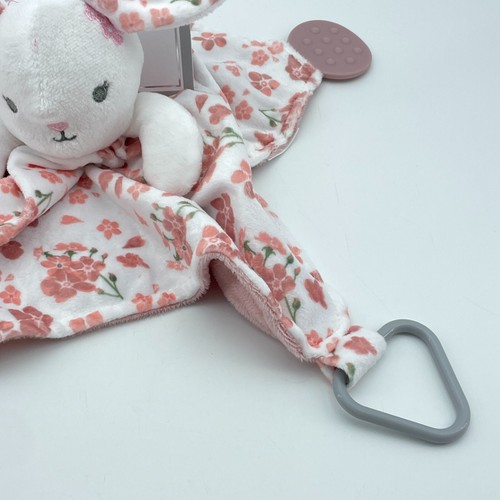 MODERN BABY weiß Hase Blumen Sicherheitsdecke Lovey Beißring Rassel Ostern NEU - Bild 5 von 7