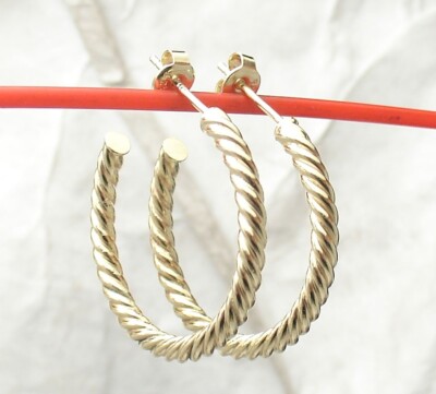 Technibond Cuff Style gedrehte Creolen 14K Gelbgold vergoldet Silber