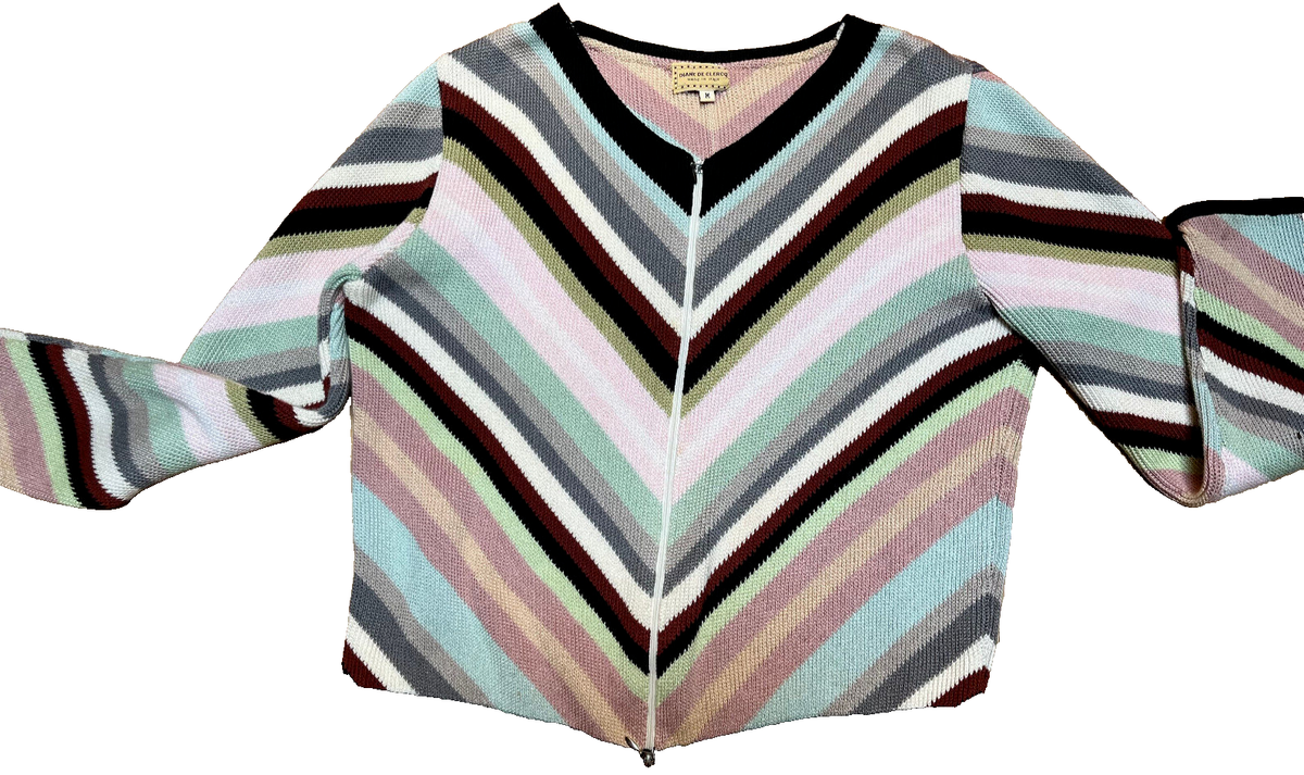Diane De Clercq Roma 100% Cotton Multicolor Knit Sweater Jacket 