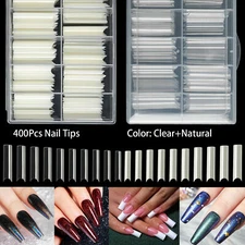 200PCS C Curve Half Cover Nail Tips Extra Long Square Tip Gel Acrylic Nails