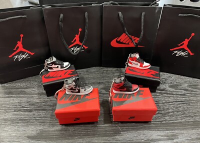4pc Deal key chain Shoes With Bag & Box. Perfect Gift Present For Shoe Lovers