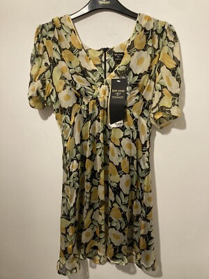 Iconic Y2K Kate Moss for Topshop Yellow Silk Sunflower Mini Tea