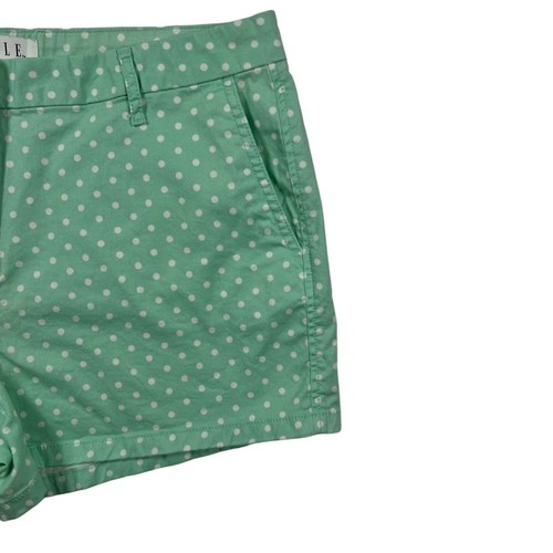 ELLE Shorts Women's Flat Front Cotton Blend Polka Dot Chinos Mint Green White 12 - Picture 5 of 14