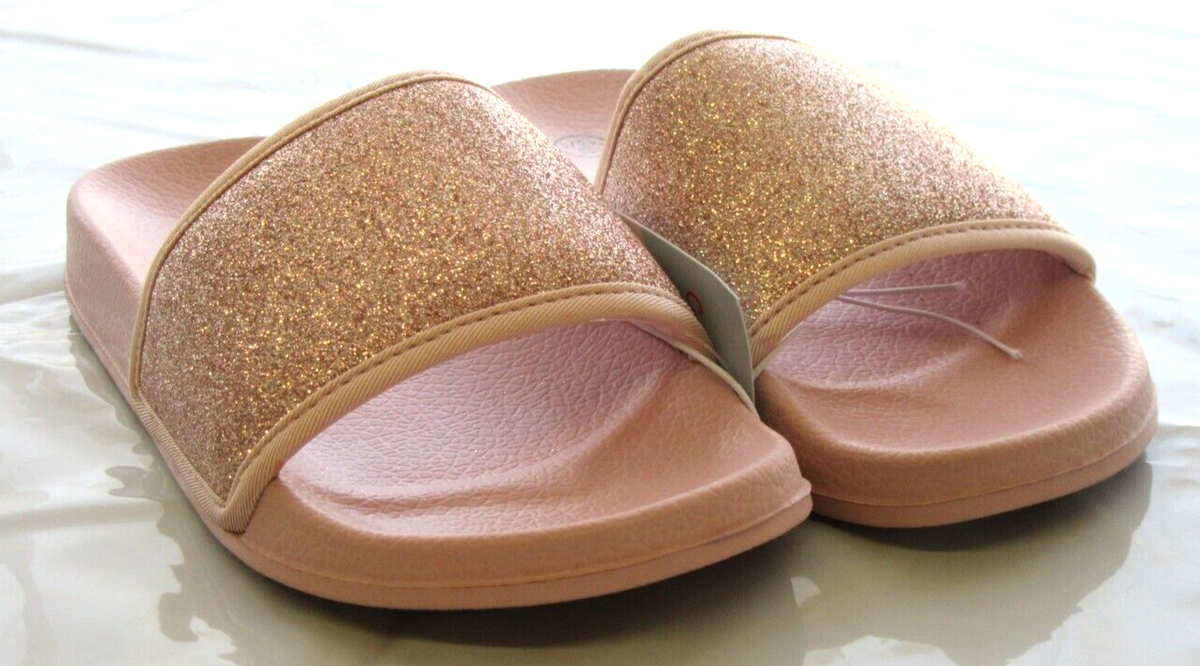 Cat & Jack Pink Glitter Slide Sandal Slip-on Shoes Girls Size - S