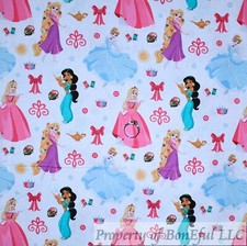 BonEful Fabric FQ Cotton Quilt White Pink Allover Girl Dress Bow Crown Accessory