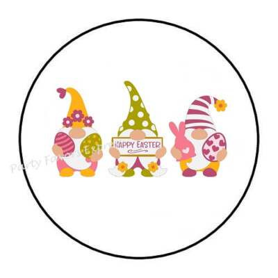 10cm Auto-Aufkleber Sticker Decal Laptop Farbe Happy Easter Gnomes Rund R1207
