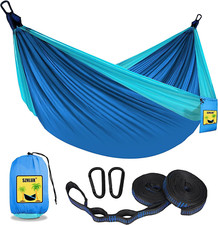 Camping Hammock Double  Single Portable Hammocks with 2 Tree Straps and Attache