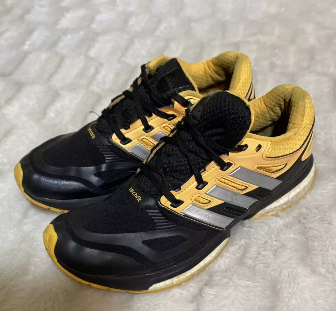 Peculiar Roux Cuatro Adidas Response Boost Techfit Mens Size 6 Yellow Black Running Shoes  Sneakers | eBay