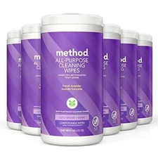 Method All-Purpose Cleaning Wipes, French Lavender, 70 Count, 6 pack, Packaging