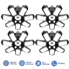 4 Pack 600W LED Garage Lights 7+1 Deformable Ultra Bright Garage Light Screw in