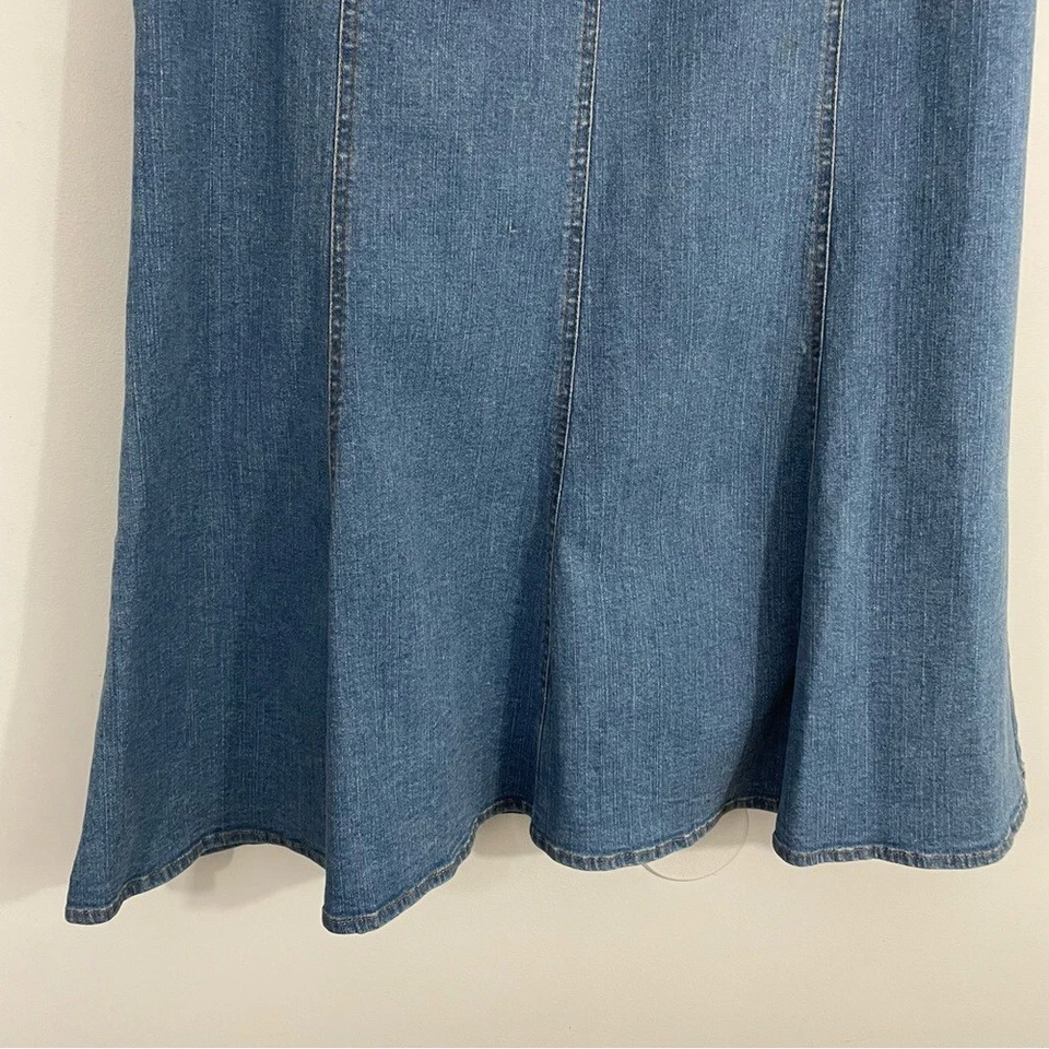 Falda midi vaquera vintage Susan Bristol para mujer 8 M azul jean 100 % algodón Y2K usada en excelente estado Foto 3 de 4