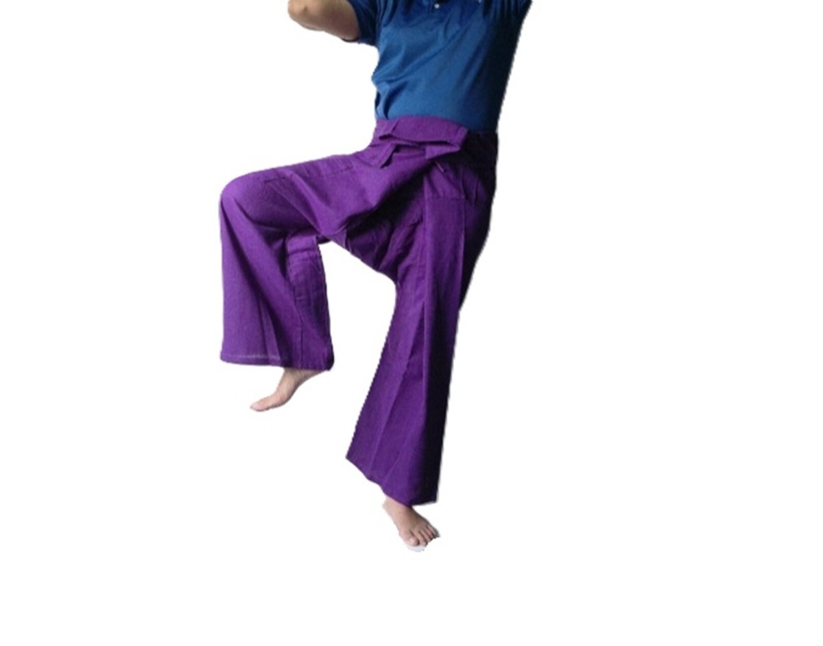 thai fisherman pants 100% cotton purple spa pants unisex gift