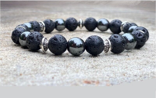 Bracelet En Hématite Sur Mesure Pour Homme, Femme Ou Enfant – Fait Main, Sans Fermoir
